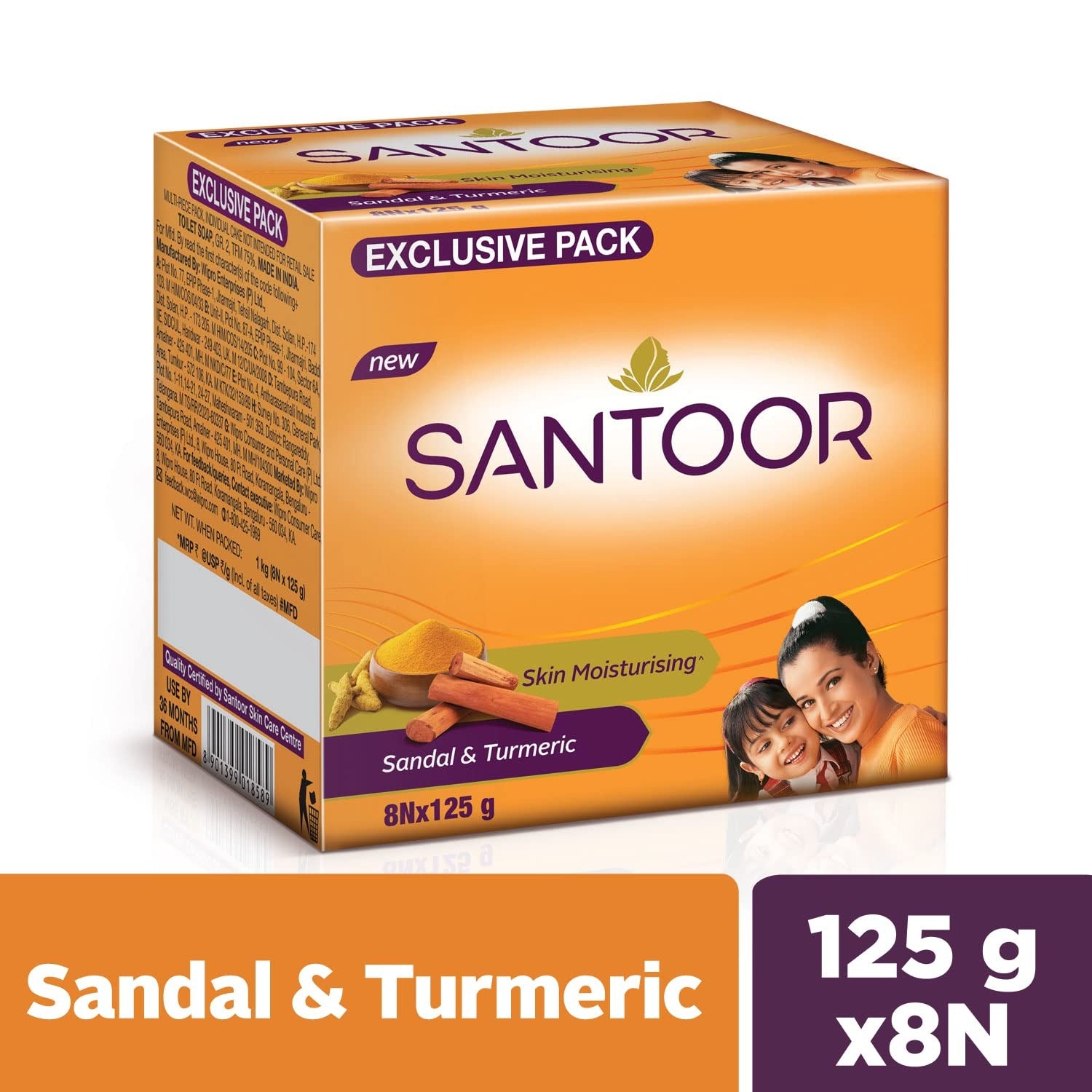 Santoor Skin Moisturizing Sandal & Turmeric Bathing Soap with Nourishing & Anti-Aging Properties| For Soft & Smooth and Younger-Looking Skin| For All Skin Types