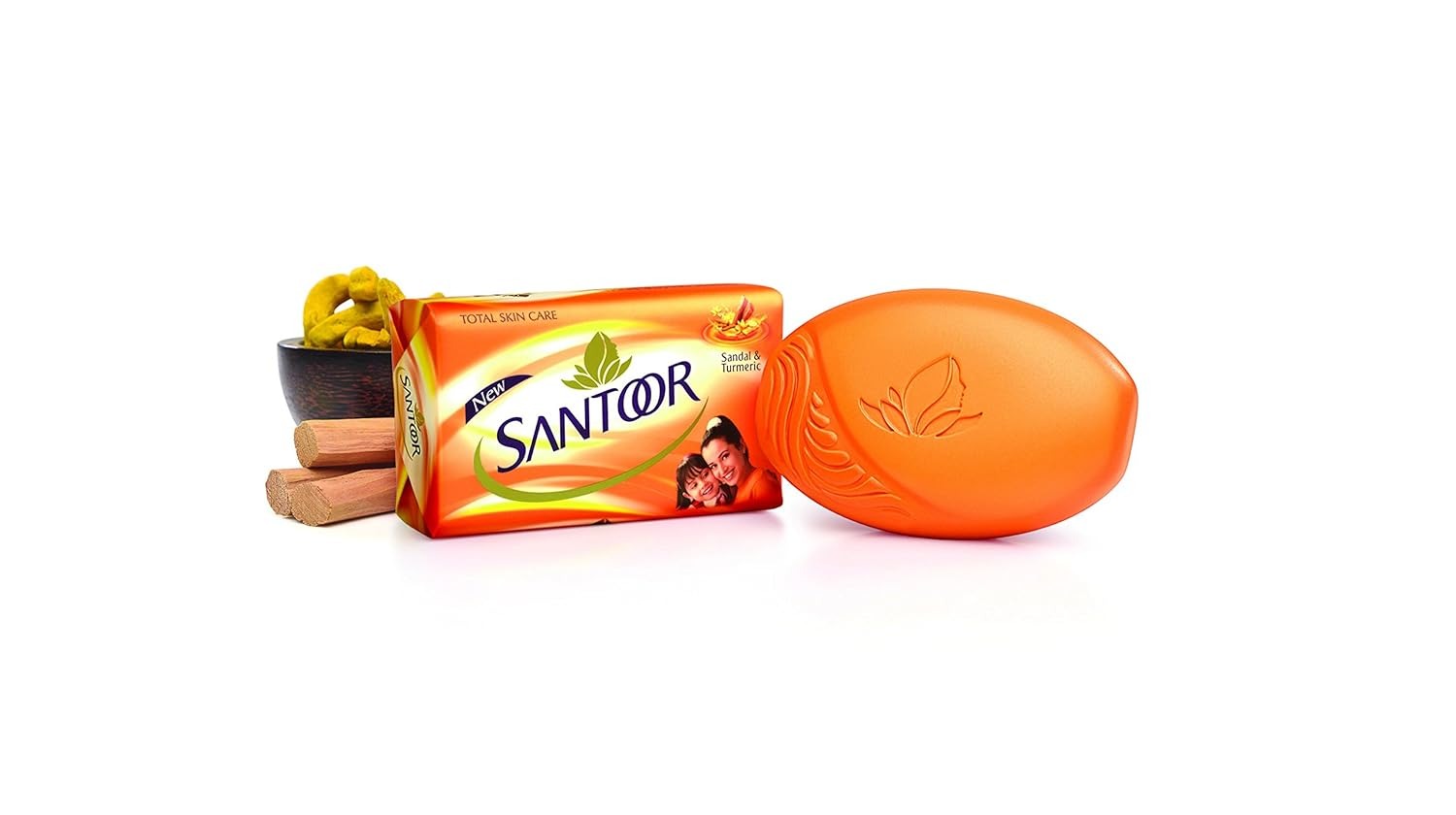 Santoor Sandal and Turmeric Soap, 100g,Santoor soap, sandal soap, turmeric soap, glowing skin soap, natural skincare soap, beauty soap, bathing bar, sandalwood,