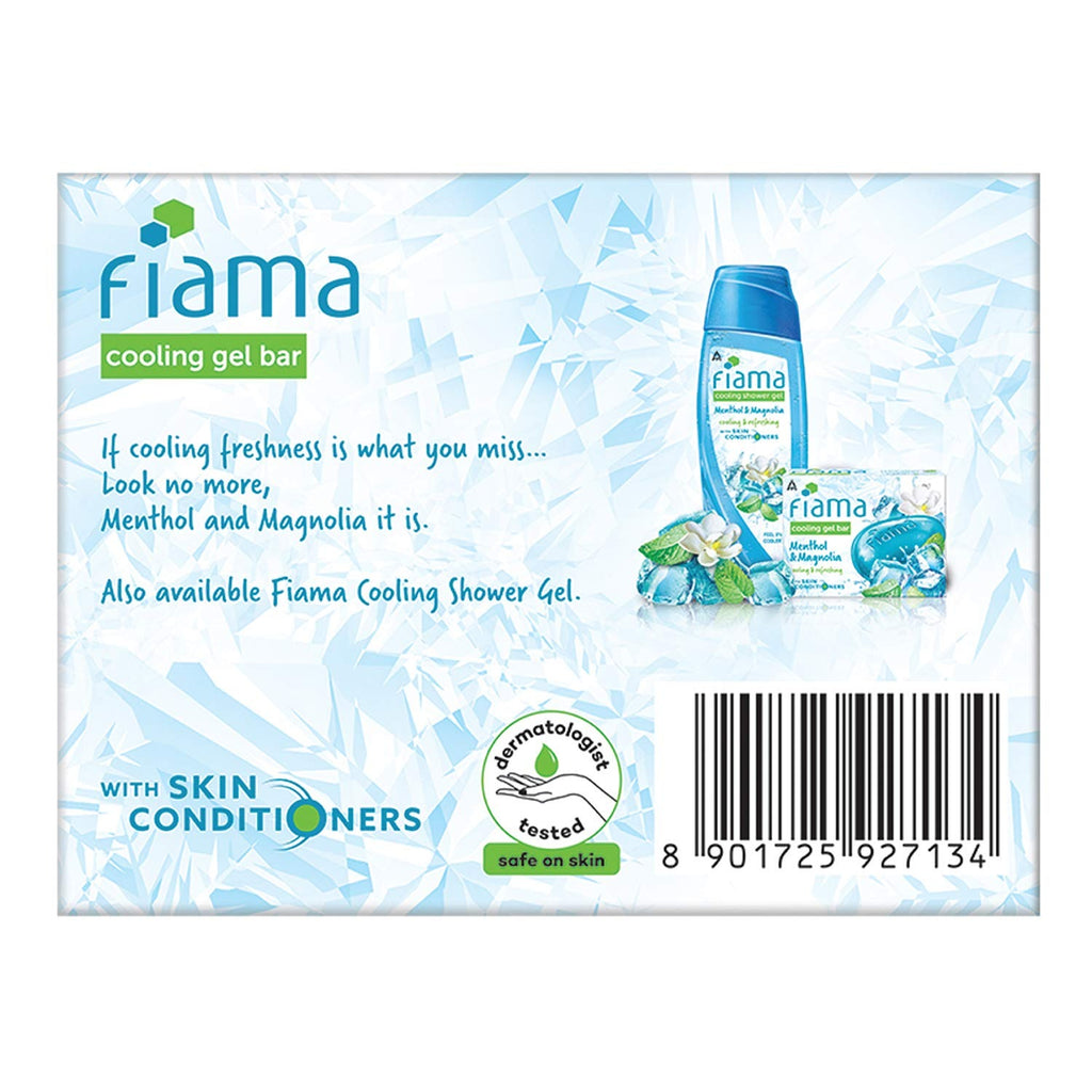 Fiama Cooling Gel Bar Menthol & Magnolia, 375g (125g - Pack of 3), with Skin Conditioners, feel 3° cooler, Soap for Women & Men, For All Skin Types,