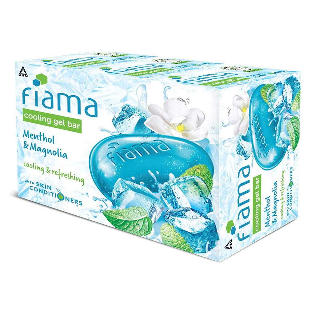 Fiama Cooling Gel Bar Menthol & Magnolia, 375g (125g - Pack of 3), with Skin Conditioners, feel 3° cooler, Soap for Women & Men, For All Skin Types,