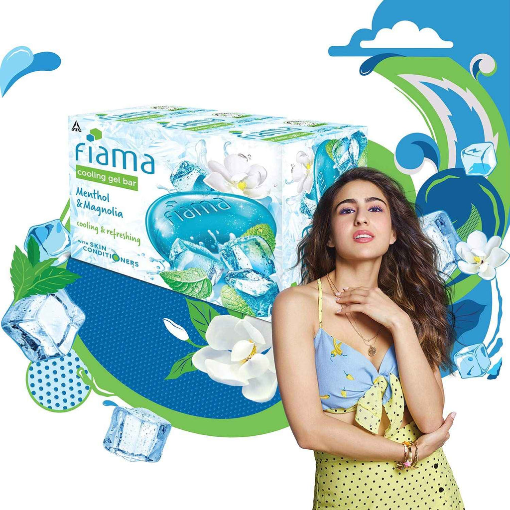 Fiama Cooling Gel Bar Menthol & Magnolia, 375g (125g - Pack of 3), with Skin Conditioners, feel 3° cooler, Soap for Women & Men, For All Skin Types,