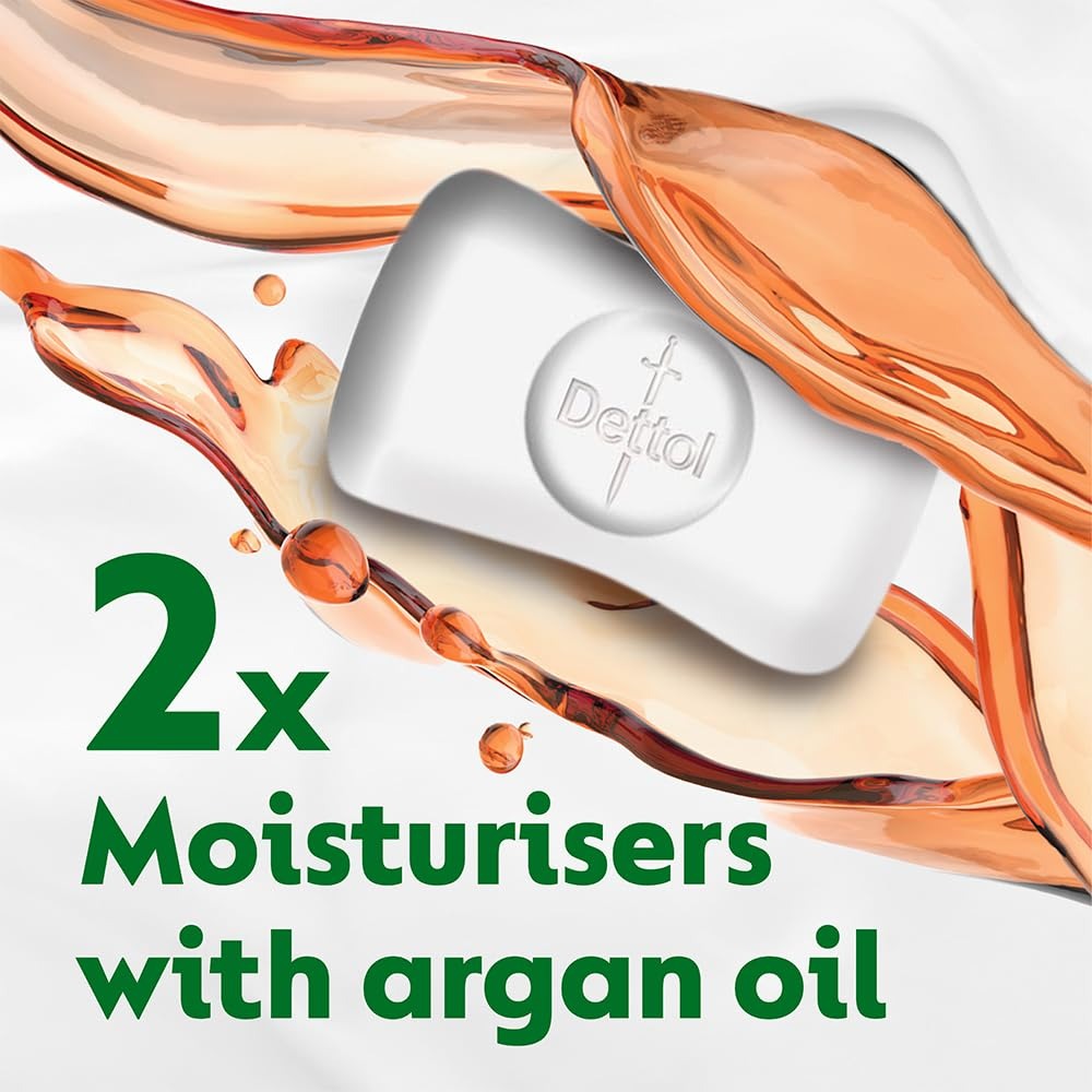 Dettol Skincare Moisturizing Beauty Bathing Soap Bar with Argan Oil (750gm) | Softer Skin, 150gm, Pack of 5,Dettol skincare soap, moisturizing bathing bar,