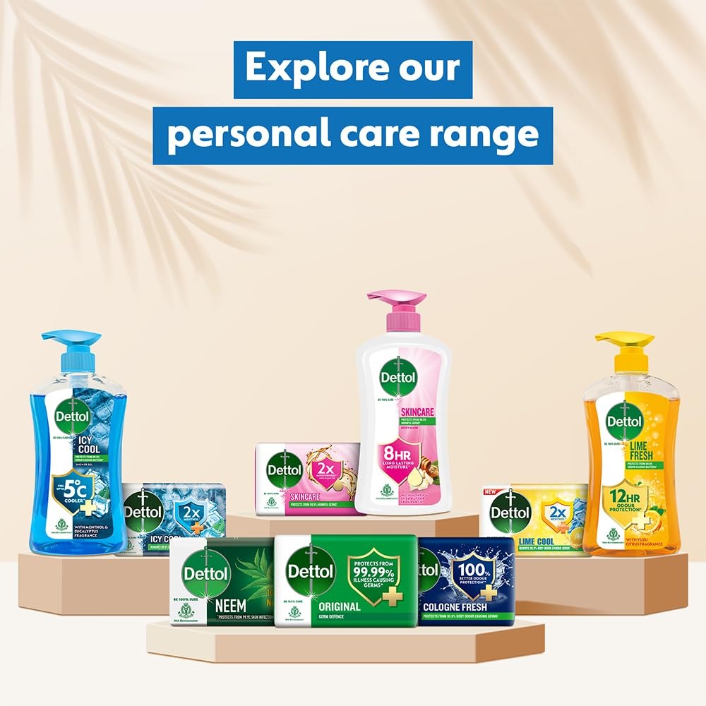 Dettol Icy Cool Bathing Soap Bar With 3x intense cooling (625gm), 125gm - Pack of 5,Dettol Icy Cool Soap, Cooling Bathing Bar, Menthol Soap,