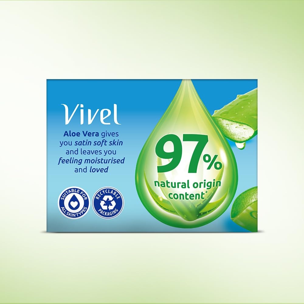 Vivel Aloe Vera Grade 1 Bathing Soap with Vitamin E for Soft Glowing skin, 600g (150g - Pack of 4), Soap for Women & Men, For All Skin Types,Vivel soap,