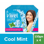 Vivel Cool Mint, Soft Fresh Skin Soap, 600g (150g - Pack of 4), Soap for Women & Men for Soft, Glowing & Moisurised Skin, All Skin Types,Vivel Cool Mint soap,