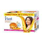 Vivel Glycerin Bathing Bar Soap for Soft Moisturized Skin with Pure Almond Oil & Vitamin E, Special Pack 125gx3 (Pack of 3),Vivel glycerin soap, moisturizing
