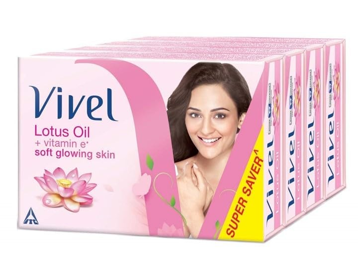 Vivel Lotus Oil Bathing Bar, 100g (Pack of 4),Vivel Lotus Oil Soap, Vivel Bathing Bar, Lotus Oil Soap, Moisturizing Soap, Soft Skin Soap,