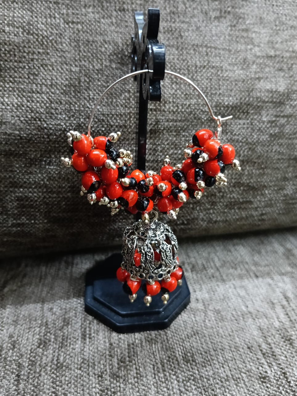 Earrings - Kunnikuru Earring | Red white Kunnikuru earrings | Beaded Kunnikuru earrings | Handmade Kunnikuru earrings | Antique Kunnikuru earrings | Ethnic Kunnikuru jewelry