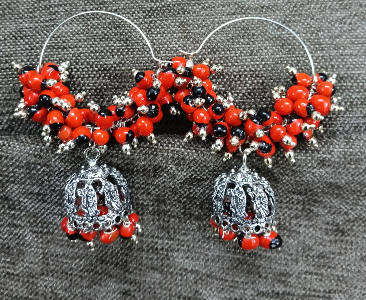 Earrings - Kunnikuru Earring | Red white Kunnikuru earrings | Beaded Kunnikuru earrings | Handmade Kunnikuru earrings | Antique Kunnikuru earrings | Ethnic Kunnikuru jewelry
