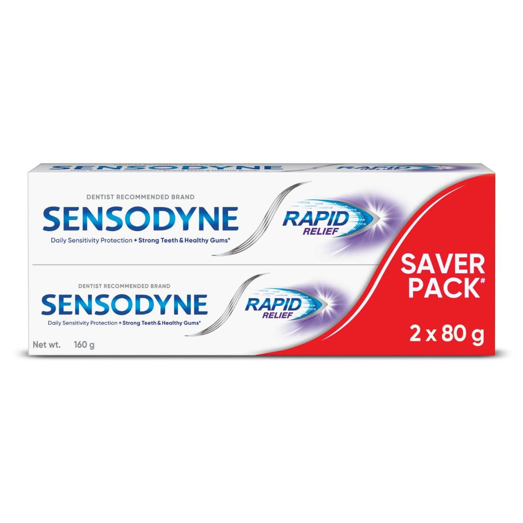 Sensodyne Toothpaste Rapid Relief | Fast Sensitivity Relief Tooth Paste Combo Pack - 160gm (80gm x 2) | Fresh Taste