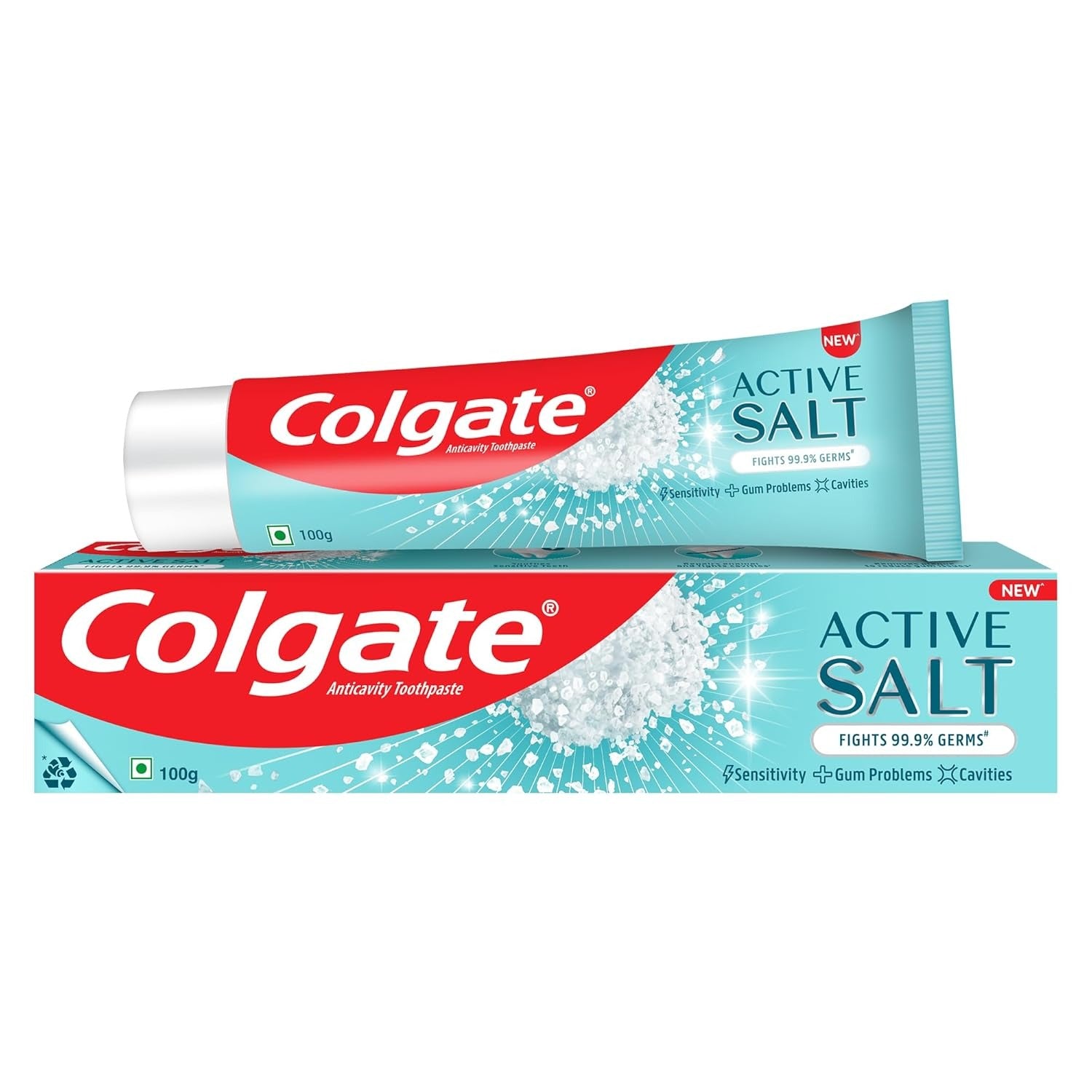 Colgate Active Salt Toothpaste, Daily Germ Protection, Pack Of 100G, Oral Care, Colgate Toothpaste With Salt And Mint, Healthy Gums & Teeth, Toothpaste