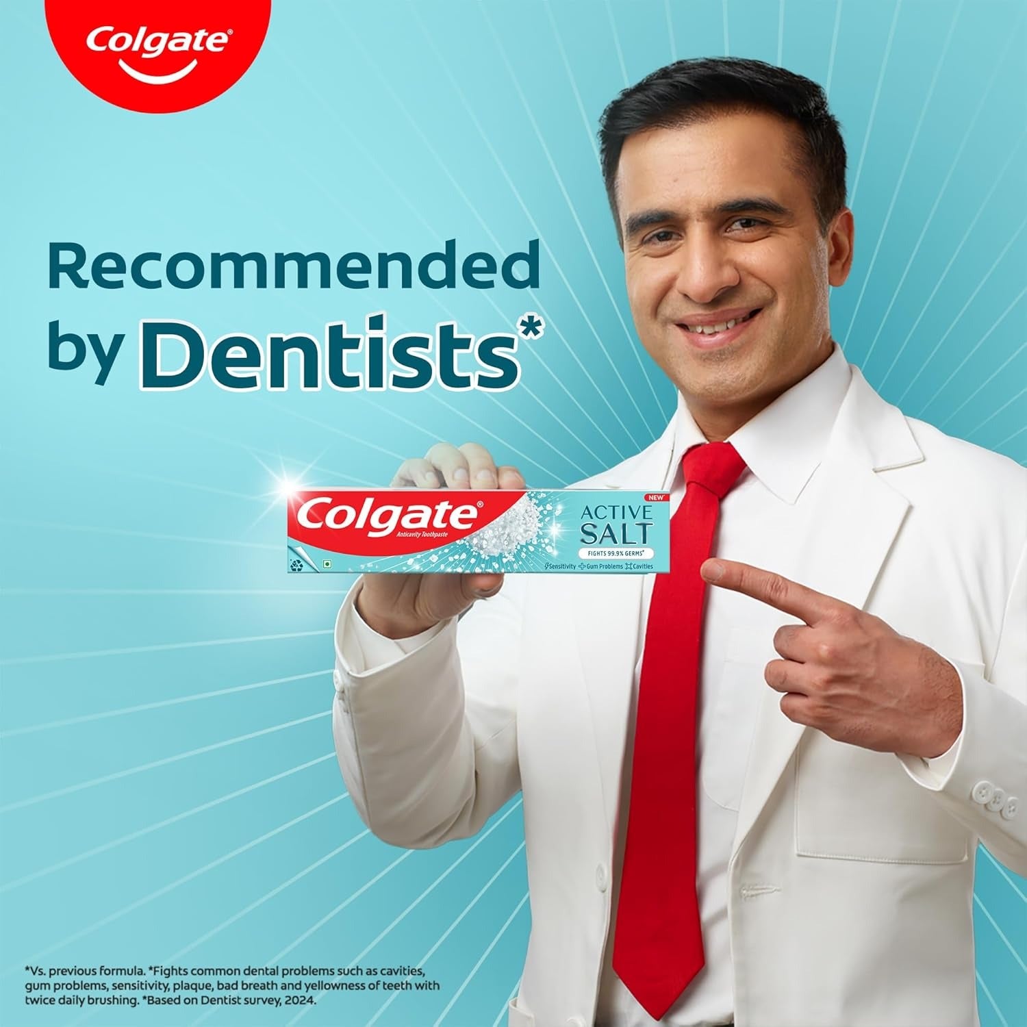 Colgate Active Salt Toothpaste, Daily Germ Protection, Pack Of 100G, Oral Care, Colgate Toothpaste With Salt And Mint, Healthy Gums & Teeth, Toothpaste