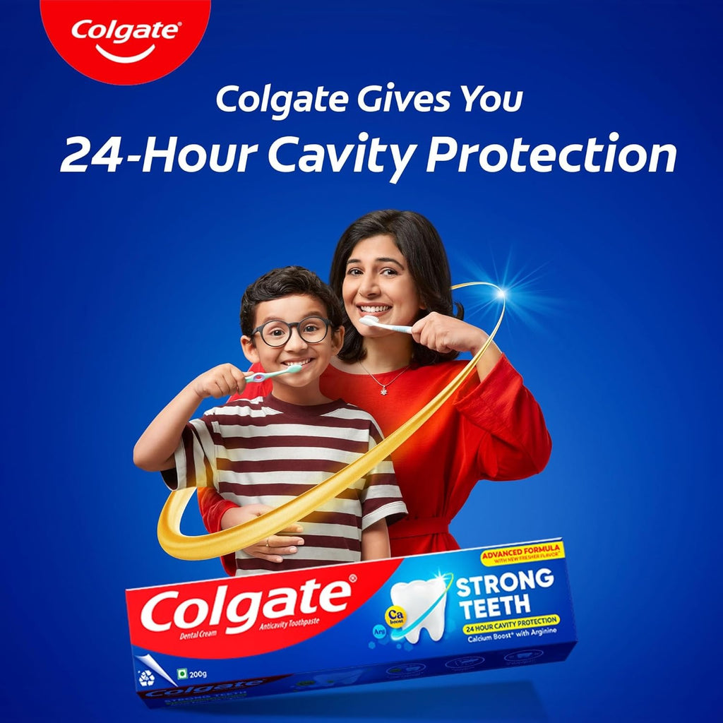 Colgate Strong Teeth Toothpaste with Amino Shakti for Cavity Protection - India's No.1 Toothpaste (200 g)