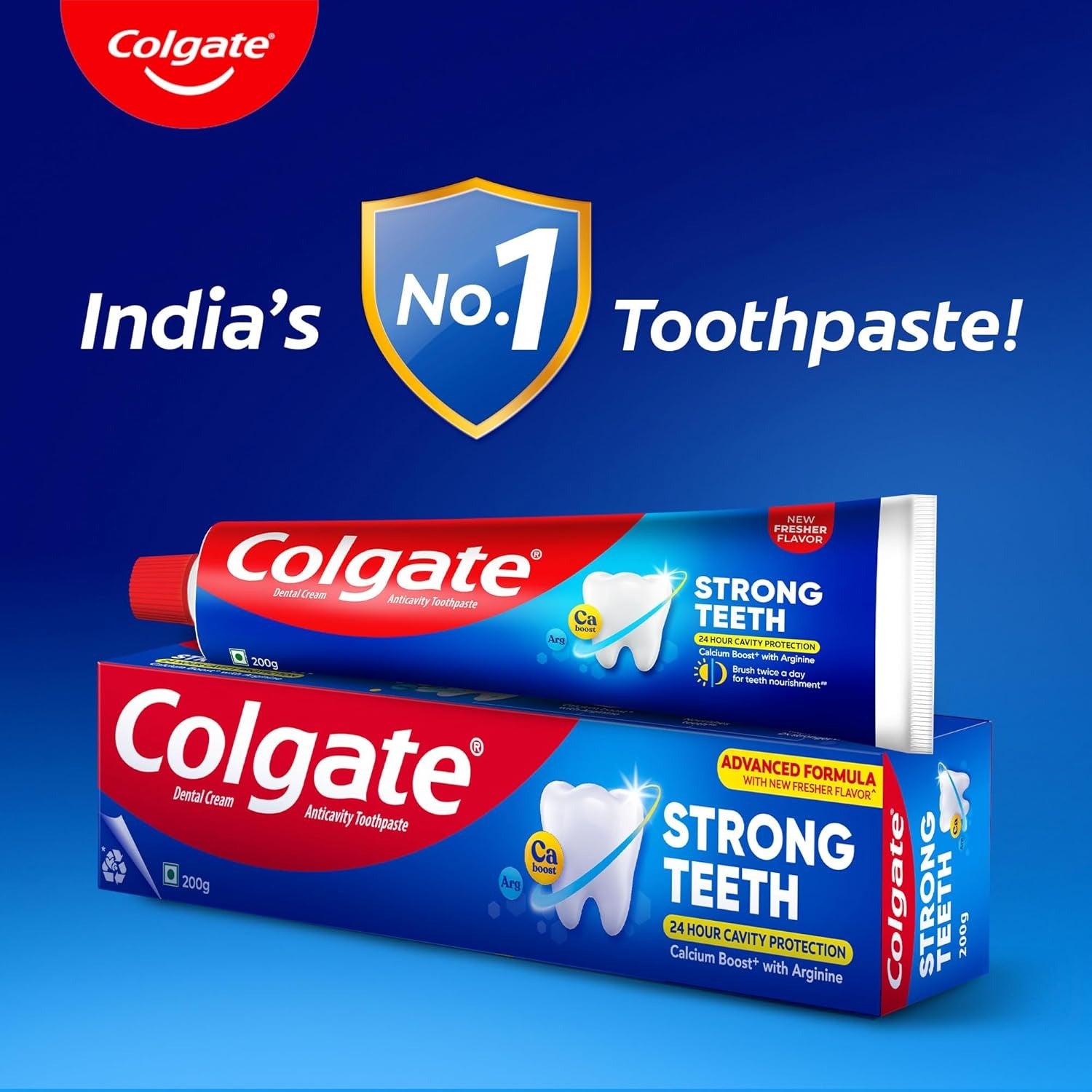 Colgate Strong Teeth Toothpaste with Amino Shakti for Cavity Protection - India's No.1 Toothpaste (200 g)