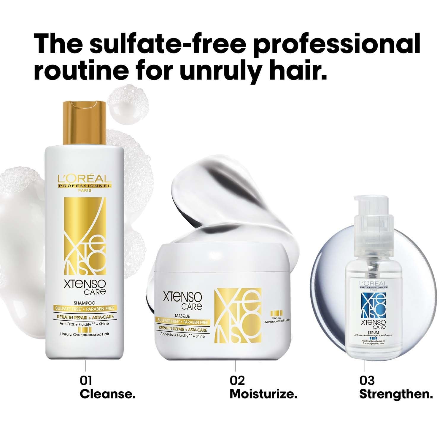 LOREAL Professionnel Xtenso Care Sulfate-Free Masque deeply nourishes and smoothens hair while controlling frizz. Enriched with Keratin Repair and Asta-Care, i