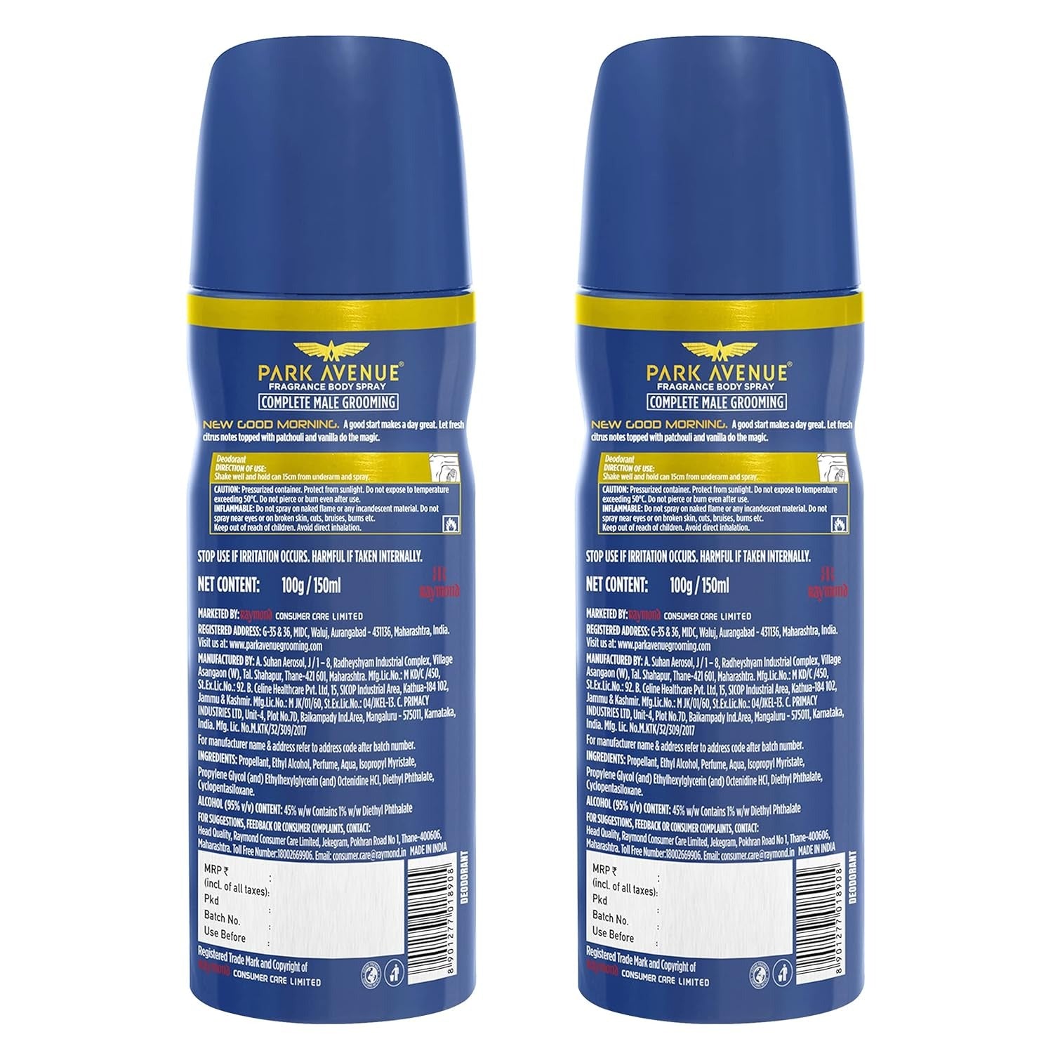 Park Avenue Men Good Morning Combo Perfume Fresh Long Lasting Citrus Fragrance Spray Super Saver Pack, 150Ml (Pack Of 2)