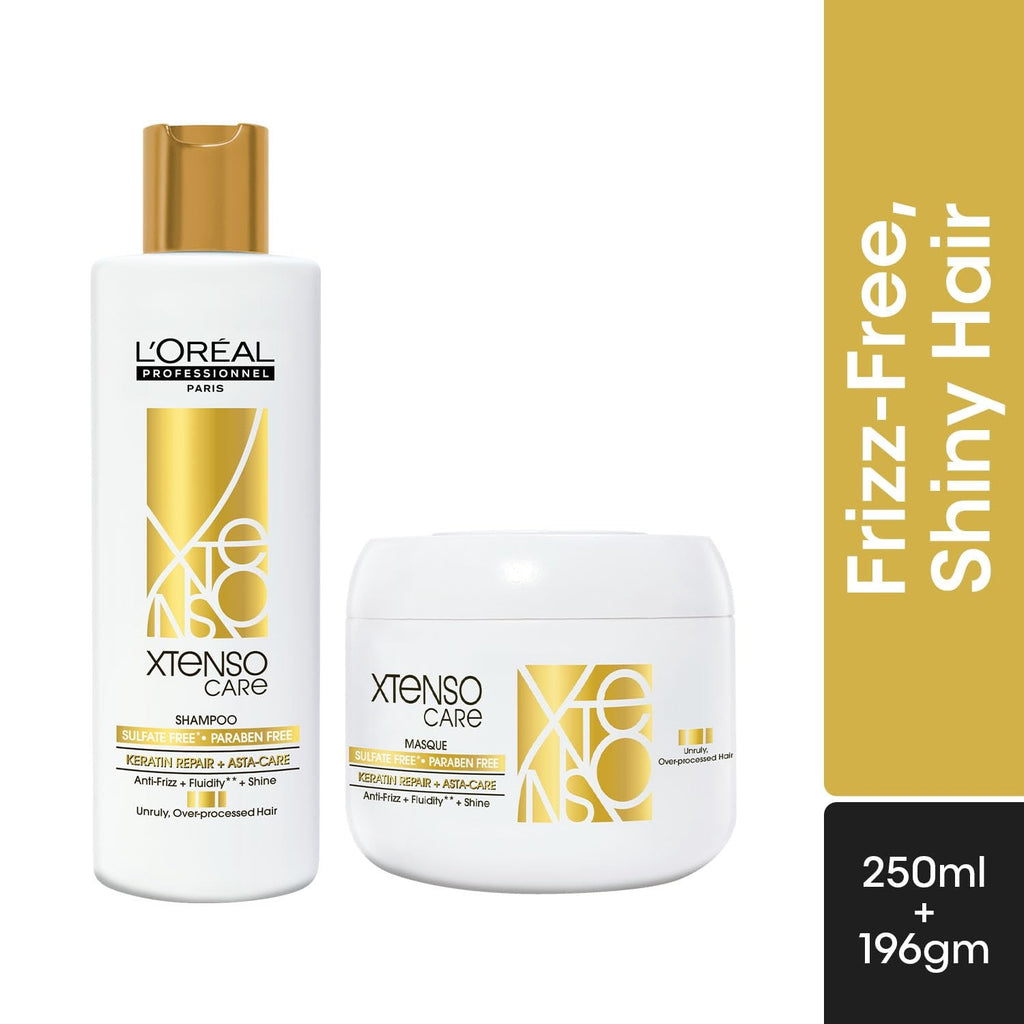 LOREAL Professionnel Paris Xtenso Care Sulfate-Free* Shampoo 250Ml And Hair Masque 200Ml Combo For All Hair Types (Pack Of 2)