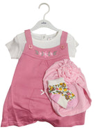 Luxe Momsbabe Girl Corduroy Overall Dress Set with Cute Turban Hat & 1 Pair Socks – Soft & Stylish Combo|MRP-350/-|
