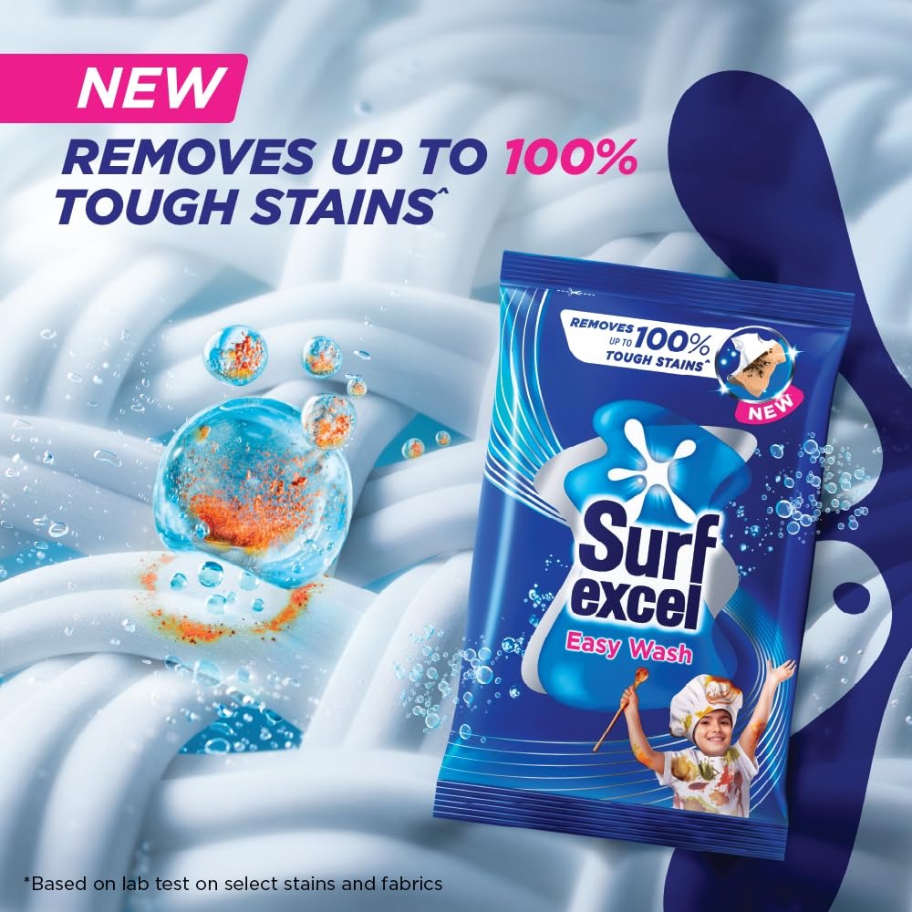 Surf Excel Easy Wash Detergent Powder - 5 Kg,Surf Excel, Easy Wash, Detergent Powder, 5 Kg, Quick Dissolve, Stain Removal, Machine Wash, Hand Wash, Laundry Care