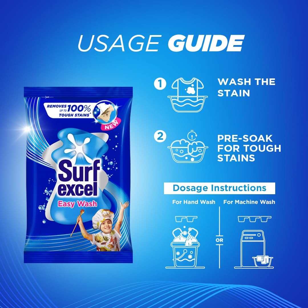 Surf Excel Easy Wash Detergent Powder7 kg | Superfine Washing Powder | Dissolves Easily & Removes Tough Stains | Suitable for all Washing Machines (Pack of 1),