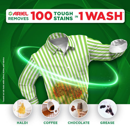 Ariel Matic Machine Expert Detergent Powder Front Load - 4Kg + 1.8kg + 500ml Liquid free | Removes 100 Tough Stains in 1 wash | Specially Designed for Washing