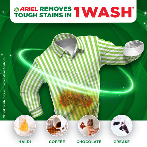 Ariel Complete Detergent Powder - 1kg + 500g free | Removes 100 Tough Stains in 1 wash | Fragrance that lasts for 2 weeks | For Semi Auto Washing Machine