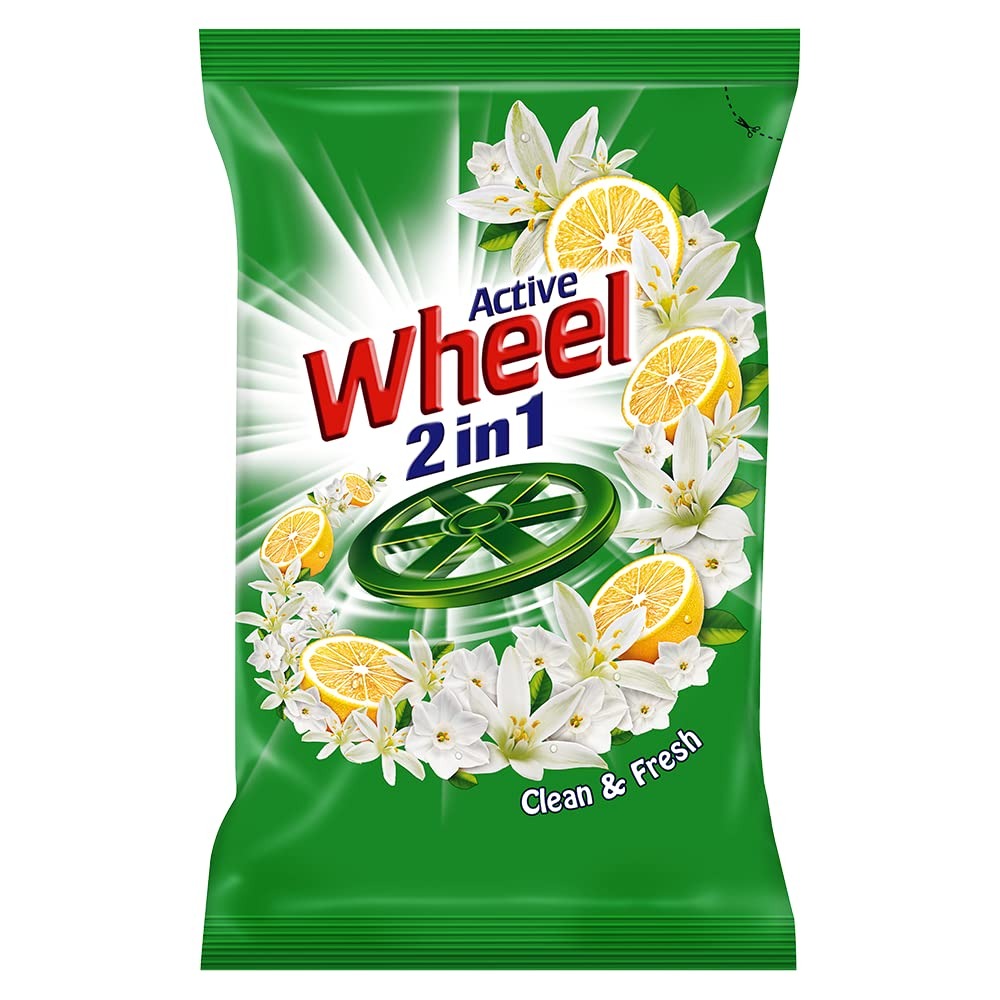 Wheel Green Powder Lemon and Jasmin - 1 kg,Wheel detergent, Wheel Green, Lemon Jasmine detergent, laundry powder, 1 kg detergent, stain removal, fresh fragrance