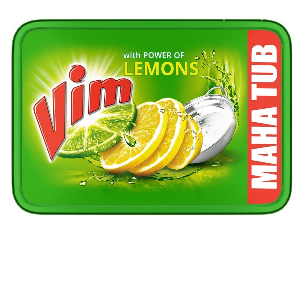 Vim Dishwash Bar Lemon Tub, Removes Stain And Grease From Utensils With Power Of Lemon, 500 g,Vim dishwash bar, lemon dish bar, grease remover, utensil cleaner,