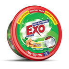 Exo Round Dishwash Bar 250G (Pack Of 2) With Exo Super Dishwashing Solution With Anti-Bacterial Efficacy & Ginger Remove Tough Grime Stains With Ease.