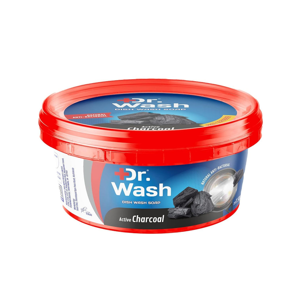 Dr. Wash Dishwash Bar with Active Charcoal, 500 g, Natural Anti-bacterial Formula, Removes Oil, Kills Bacteria, Sanitizes the utensils, Includes Scrub