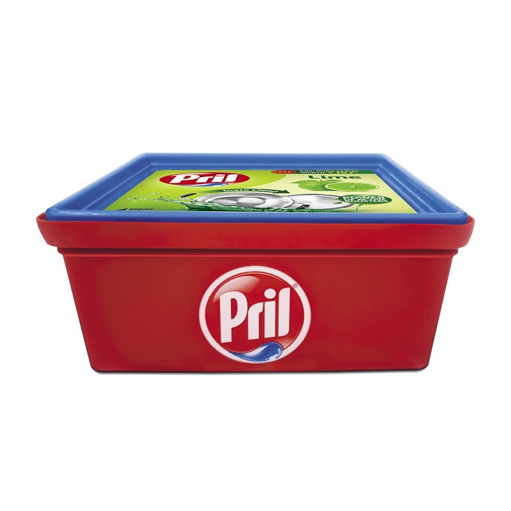 Pril Dishwash Tub 500gm | Dish Cleaner with Goodness of Lime | Removes Tough Stains and Malodour | With the Power of Active Boosters | Leaves No Residue, Grease