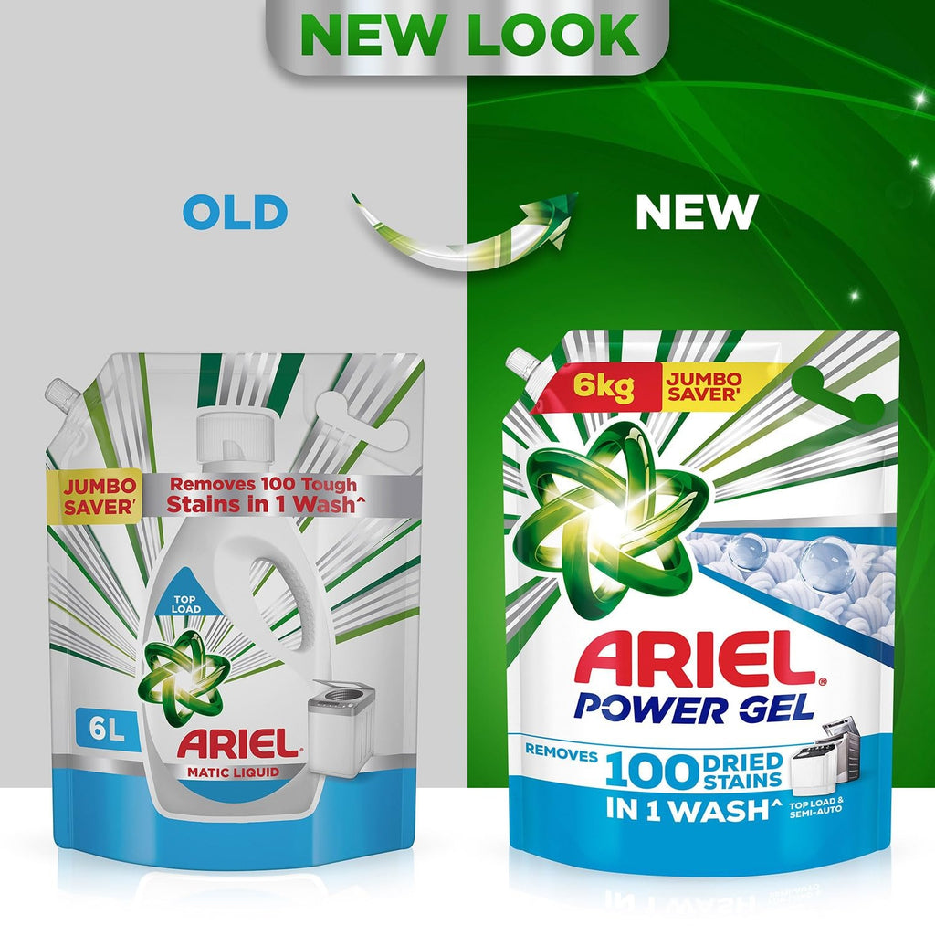 Liquid Detergent - Ariel Power Gel Liquid Detergent for Top Load & Semi Auto – 6kg | Removes 100 Dried Stains in 1 Wash | Faster Dissolving | Long-Lasting Fragrance |