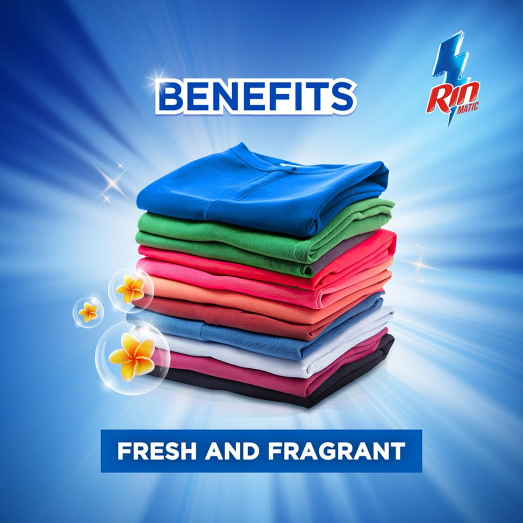 Liquid Detergent -  Rin Detergent Liquid 2L Pouch - Top Load detergent, laundry liquid, stain removal, fabric brightening, deep clean detergent, fresh fragrance, washing machine