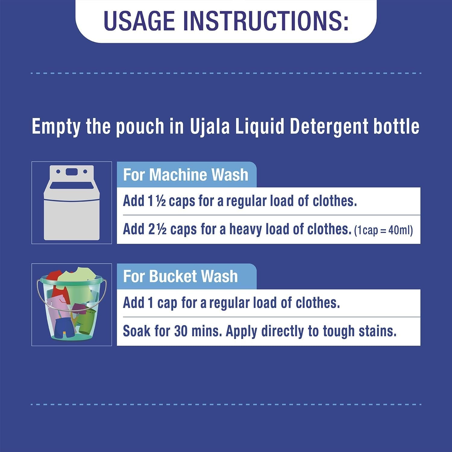 Liquid Detergent - Ujala Top Load Liquid Detergent Mega Saver 4L Refill Pack | Designed For Tough Dirt Removal | Superior Colour Care with Refreshing Fragrance | Ideal for Bucket