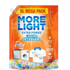 Liquid Detergent - More Light Extra Power Liquid Detergent 5 Litre Pouch with Enzymatic Action Removes Tough Stain | Laundry Liquid Detergent with Refreshing Fragrance for Bucket