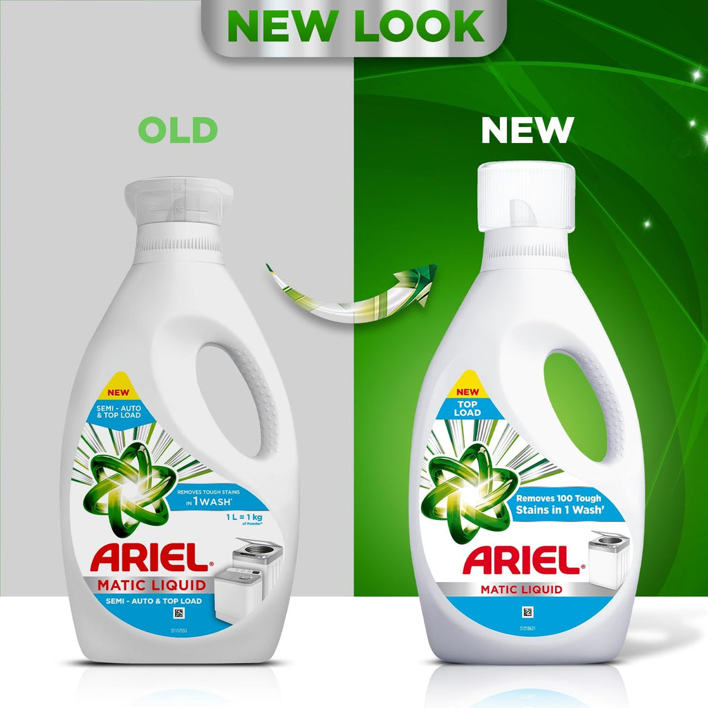 Liquid Detergent - Ariel Matic Liquid Detergent, Top Load, 1 Litre,stain removal, bright clothes, laundry liquid, machine wash detergent, fresh fragrance, deep clean.