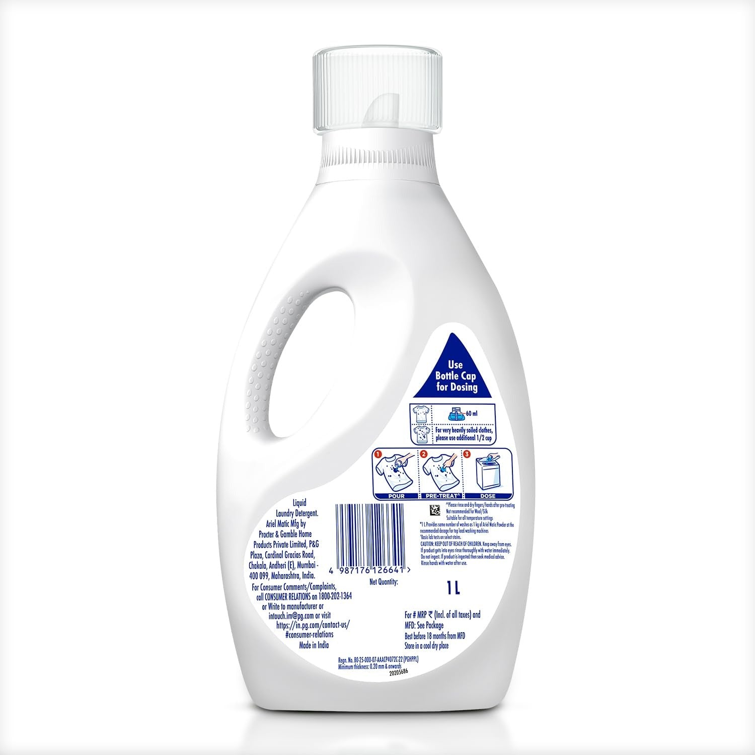 Liquid Detergent - Ariel Matic Liquid Detergent, Top Load, 1 Litre,stain removal, bright clothes, laundry liquid, machine wash detergent, fresh fragrance, deep clean.