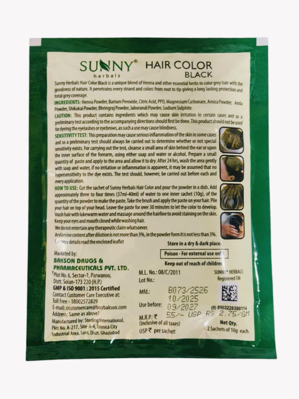 Hair Color |Hair Dye| Sunny Herbals Ammonia-Free Black Hair colour | Natural Conditioning Formula for Long-Lasting Shine & Healthy Hair