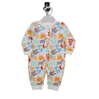 Baby Cotton Jumpsuit for 0-9 Months | Suns, Clouds & Zebras Print | Snap Closure Bodysuit