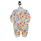 Baby Cotton Jumpsuit for 0-9 Months | Suns, Clouds & Zebras Print | Snap Closure Bodysuit