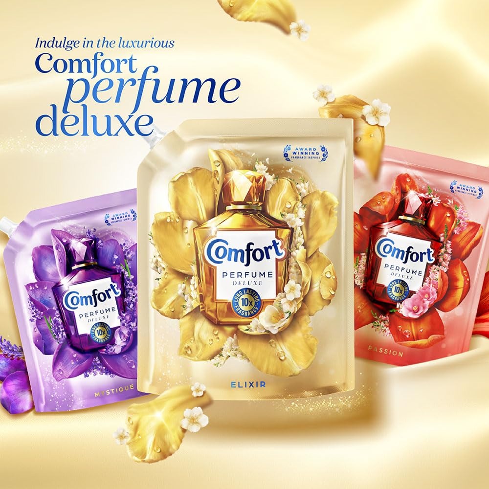 Fabric Conditioner - Comfort Perfume Deluxe Elixir 1.8L Pouch - Luxury fragrance for your clothes, Liquid, Floral,Fragrance, Liquid, Clothes Freshness, Softness, Long-Lasting Aroma,