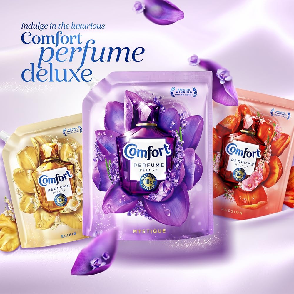 Fabric Conditioner - Comfort Perfume Deluxe Mystique 1.8L Pouch - Luxury fragrance for your clothes, Liquid, Floral,fragrance, soft clothes, long-lasting freshness, laundry, 1.8L