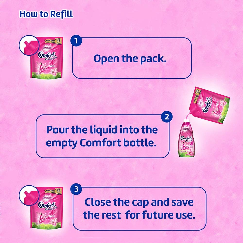 Fabric Conditioner - Comfort Lily Fresh Fabric Conditioner 2 L Refill Pack|| After Wash Liquid Fabric Softener - For Softness|| Shine & Long Lasting Freshness,