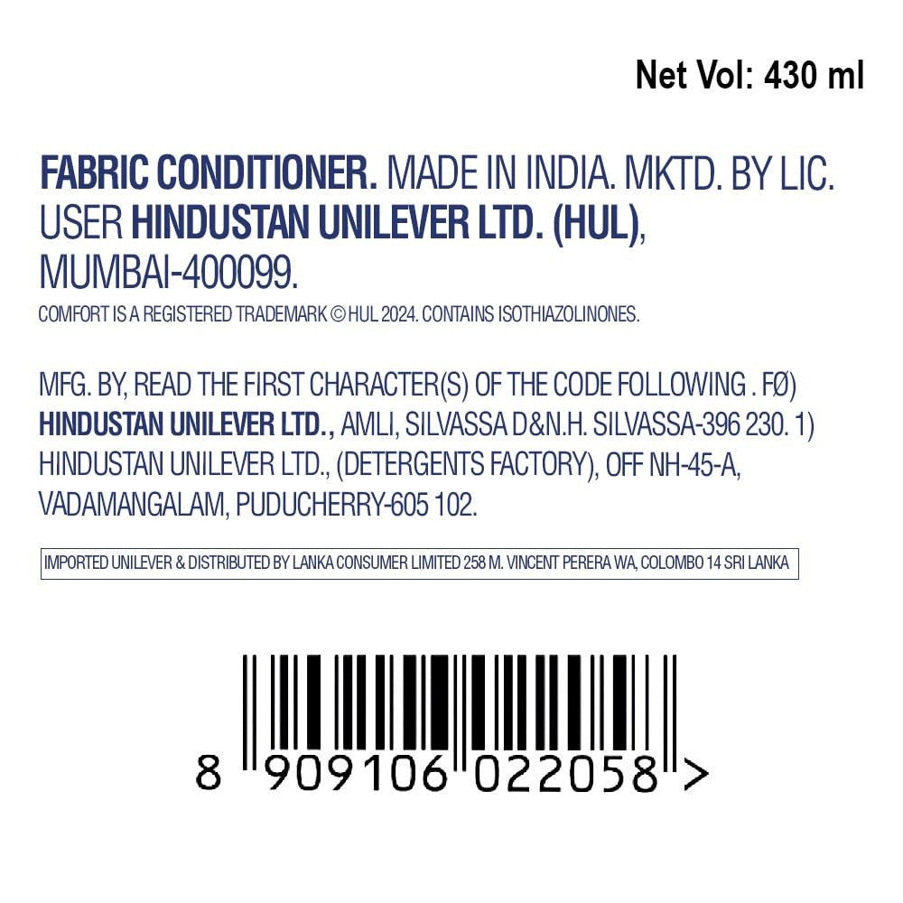 Fabric Conditioner - Comfort After Wash Morning Fresh Fabric Conditioner (Fabric Softener) - For Softness, Shine And Long Lasting Freshness, 430 ml,morning fresh, anti-static,