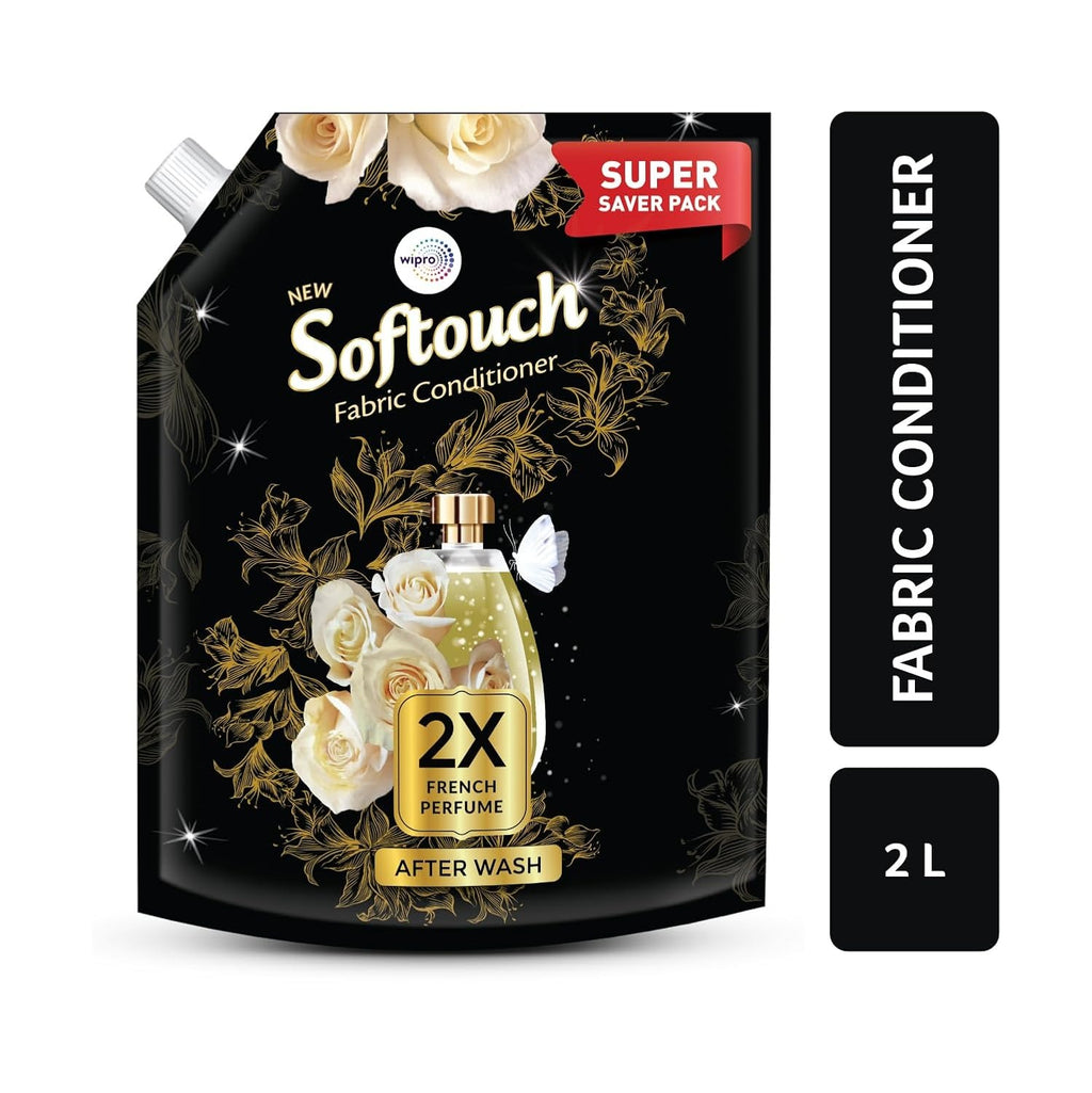 Fabric Conditioner - Soft Touch 2X French Perfume Fabric Conditioner Refill Pack by Wipro, 2000ml,fabric softener, laundry care, long-lasting fragrance, French perfume,
