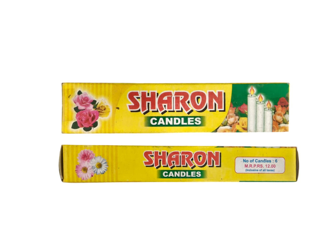 Candles - Candles Sharon Plain White  – Pack of 6 | Unscented Normal Wax Candles for Home & Prayer Use
