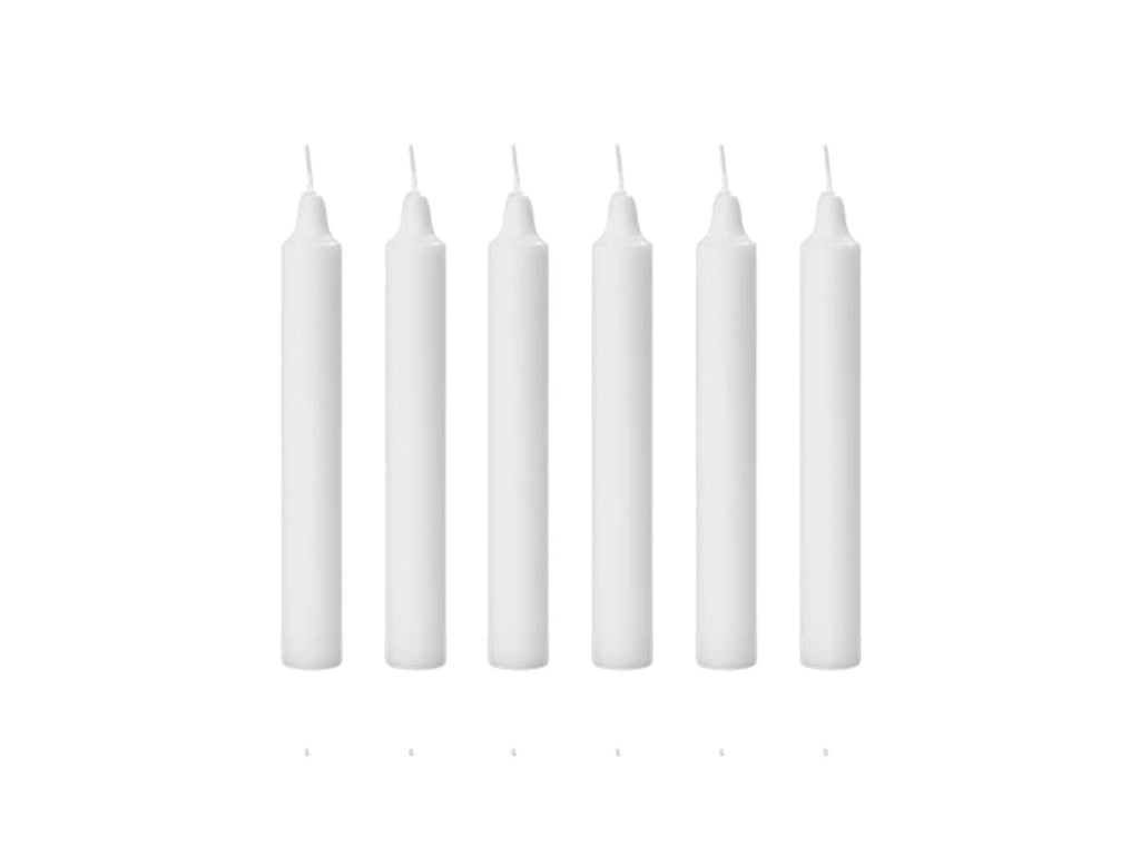 Candles - Candles Sharon Plain White  – Pack of 6 | Unscented Normal Wax Candles for Home & Prayer Use