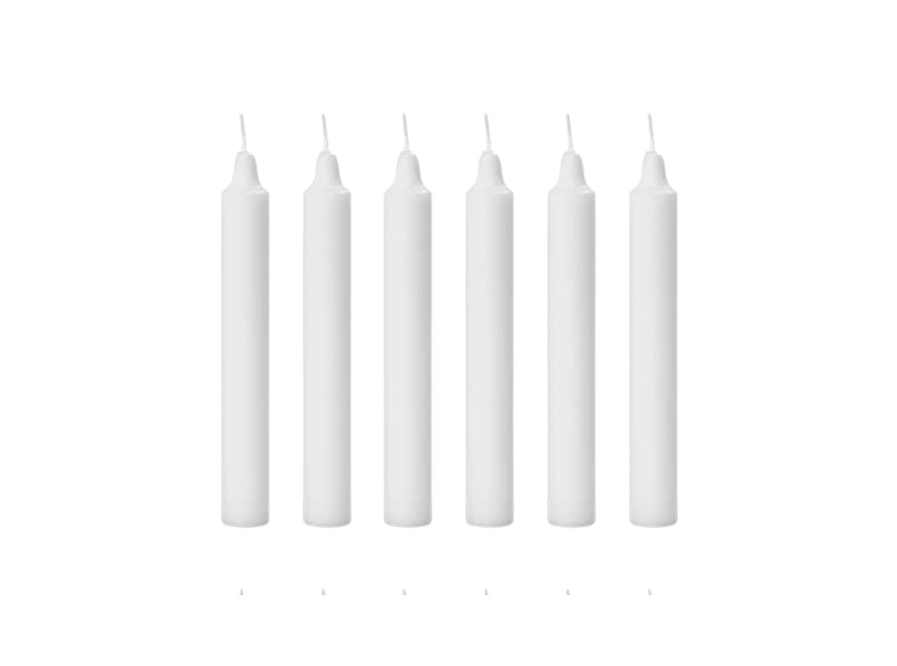 Candles - Candles Sharon Plain White  – Pack of 6 | Unscented Normal Wax Candles for Home & Prayer Use