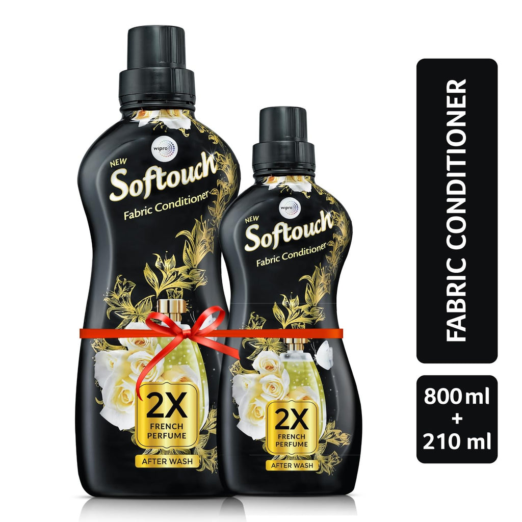 Fabric Conditioner - Soft touch 2X French Perfume 800+210ml Fabric Conditioner with French Rose & Jasmine| After Wash Liquid Fabric Softener with Long-Lasting Fragrance|