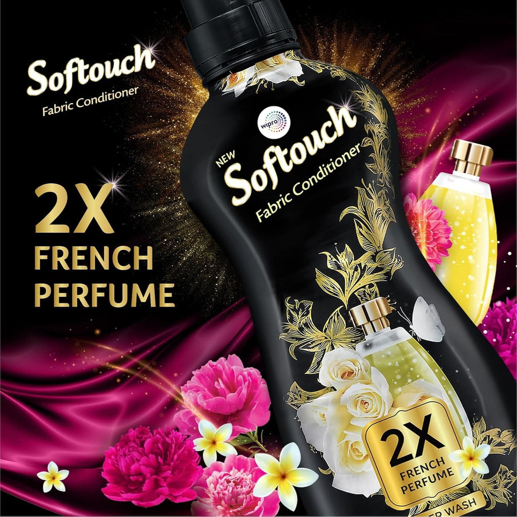 Fabric Conditioner - Soft touch 2X French Perfume 800+210ml Fabric Conditioner with French Rose & Jasmine| After Wash Liquid Fabric Softener with Long-Lasting Fragrance|